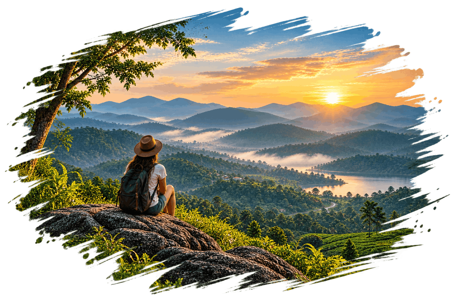 Watching the sunrise over Wayanad's misty hills